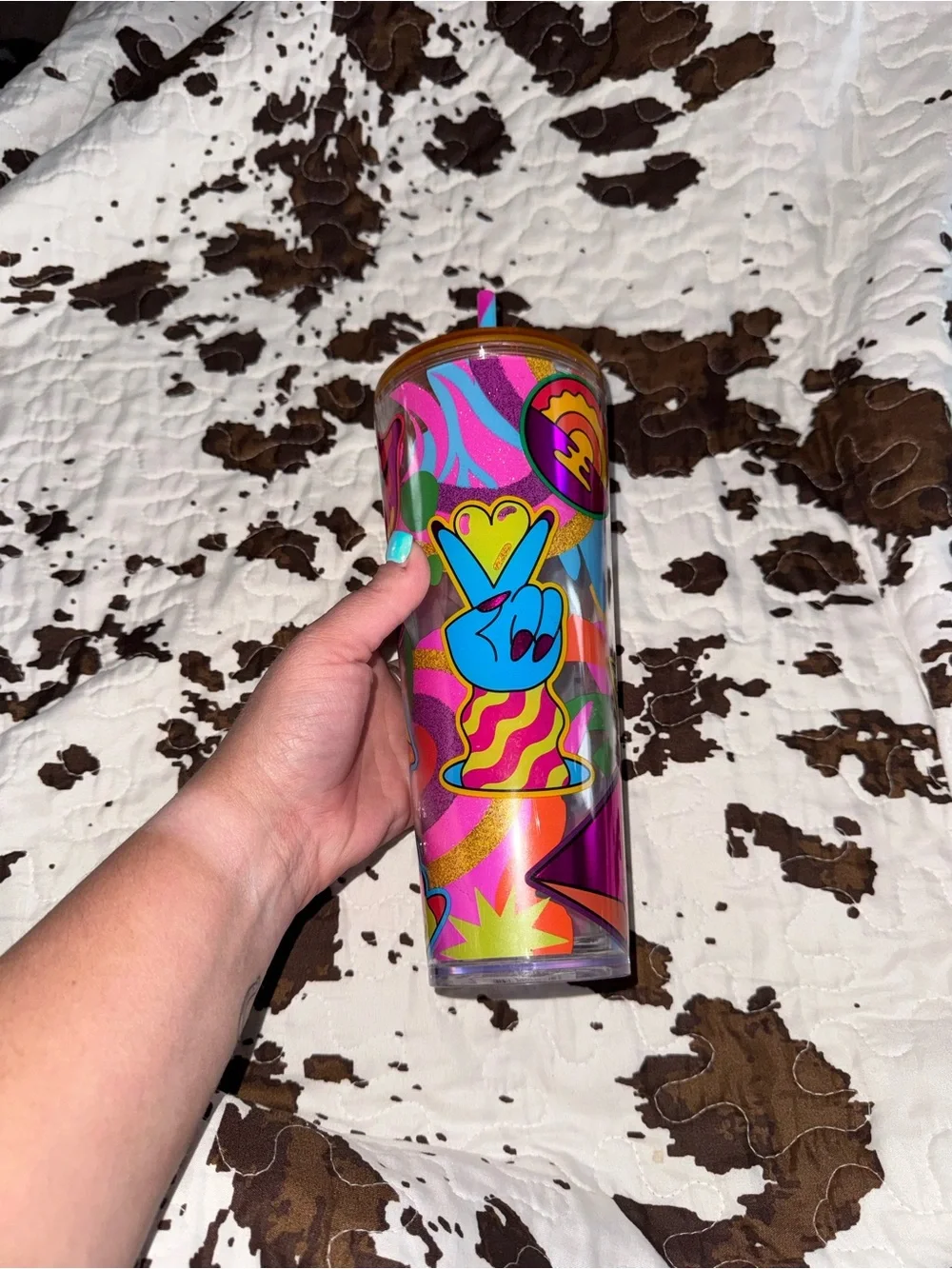 Starbucks Multicolor Psychedelic Graphic Tumbler with Matching Straw